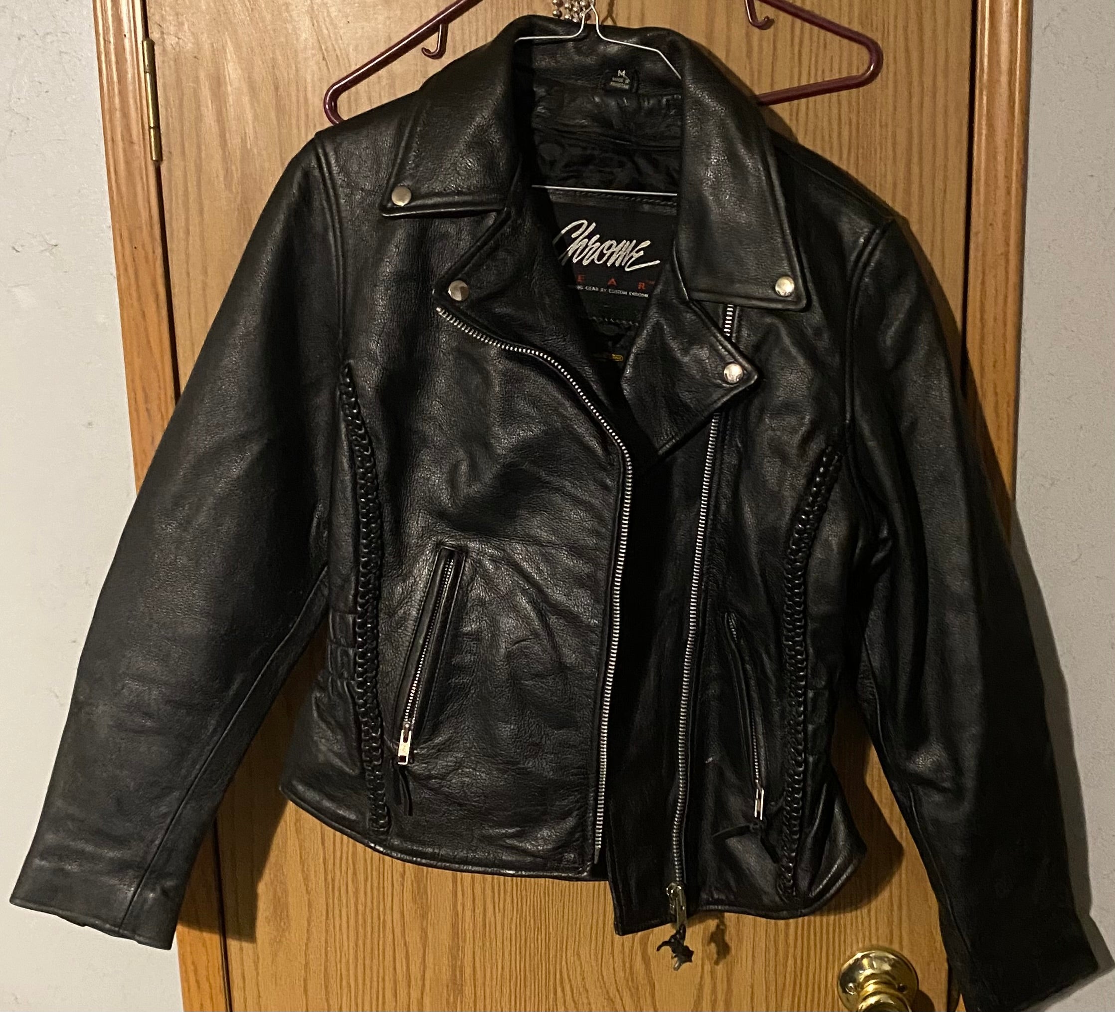 Leather jacket and chaps