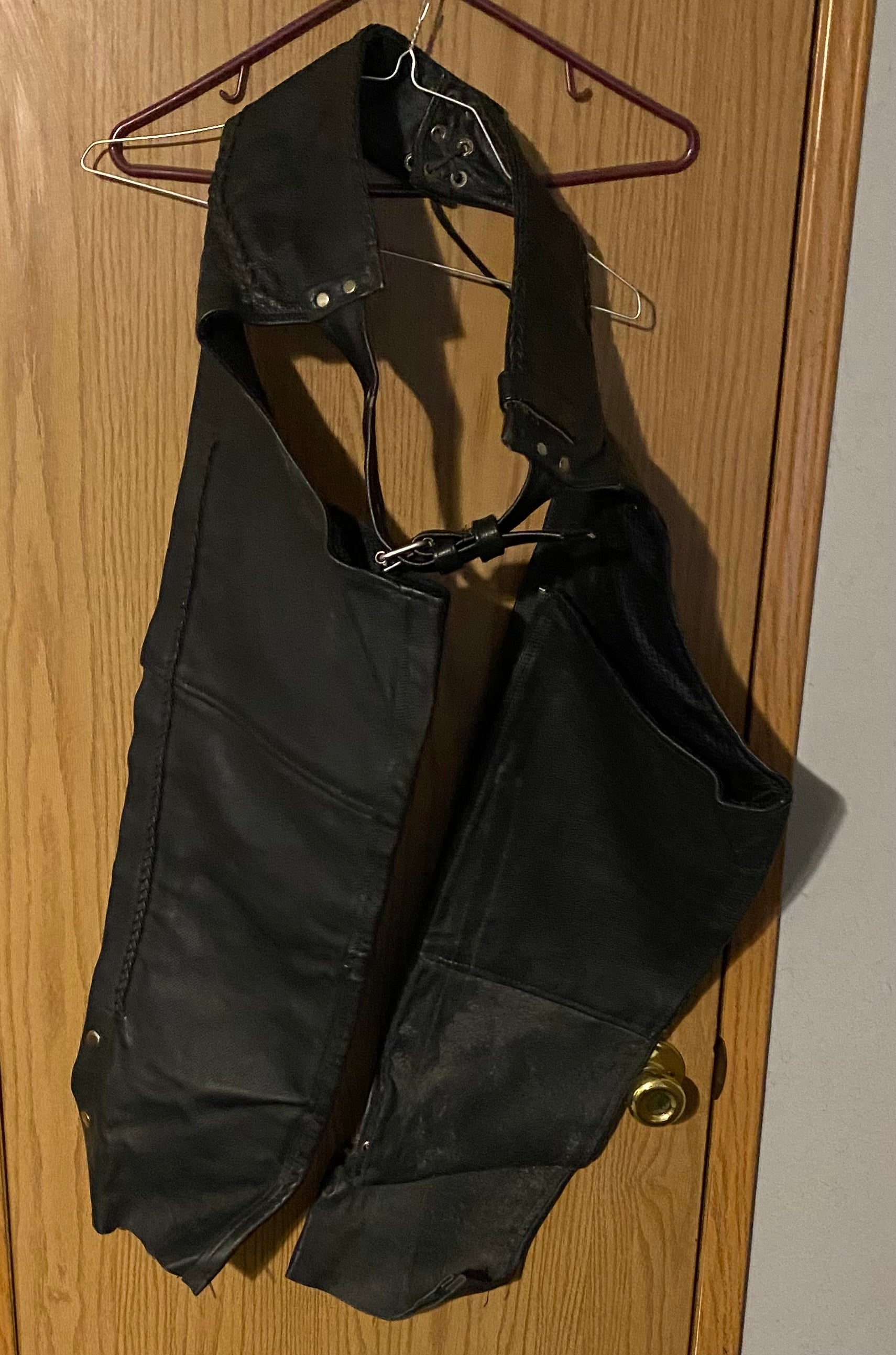 Leather jacket and chaps