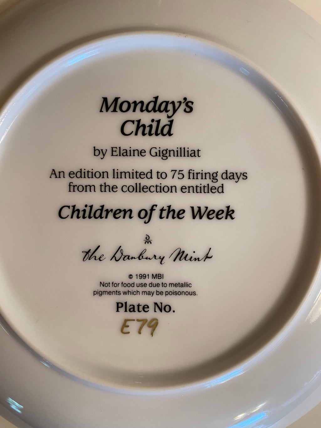 “Monday’s Child” Plate