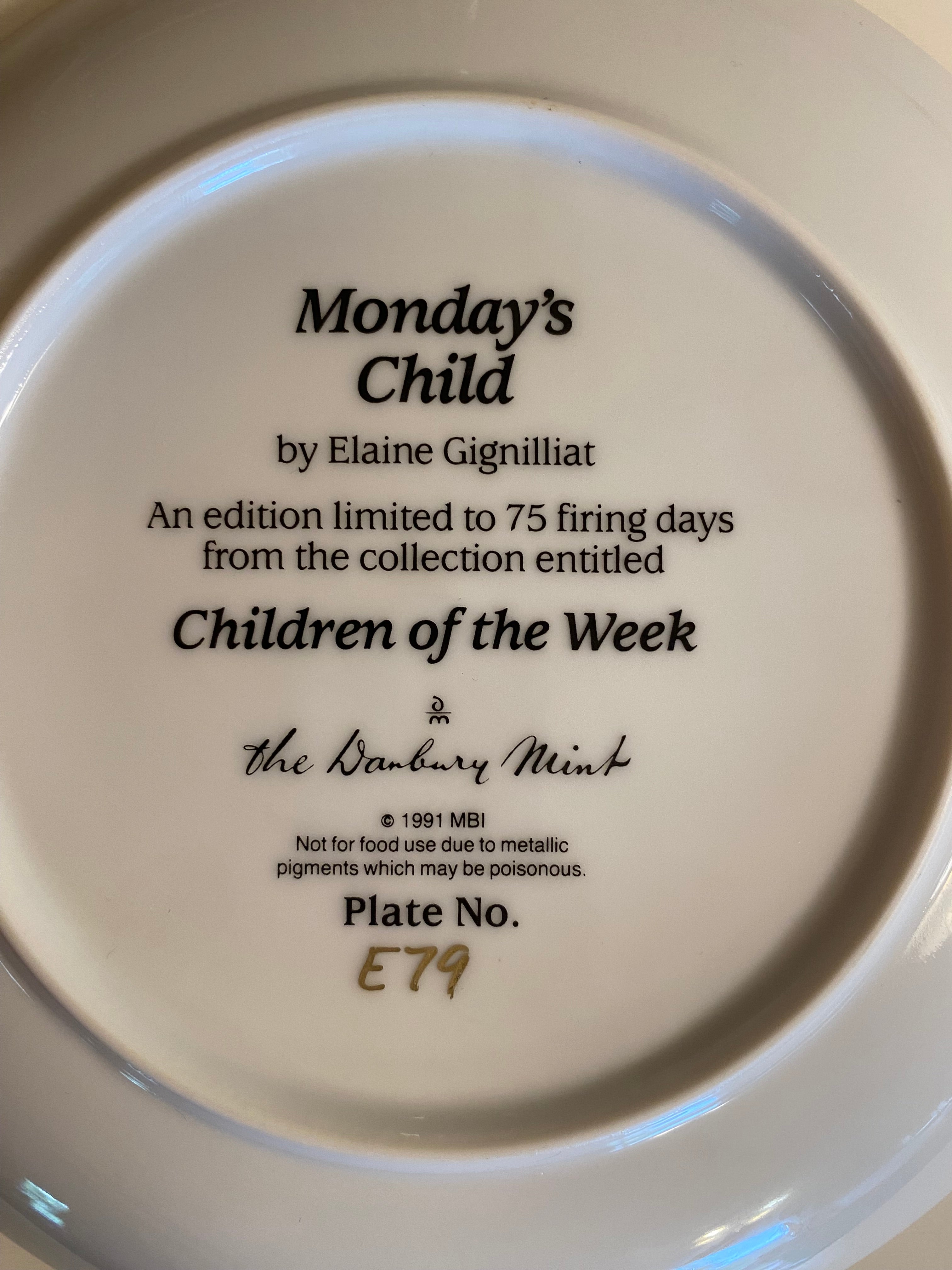 “Monday’s Child” Plate