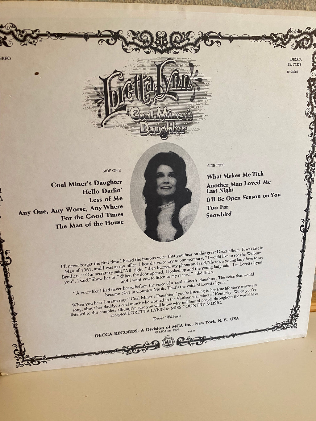 LORETTA LYNN “Coal Miners Daughter”