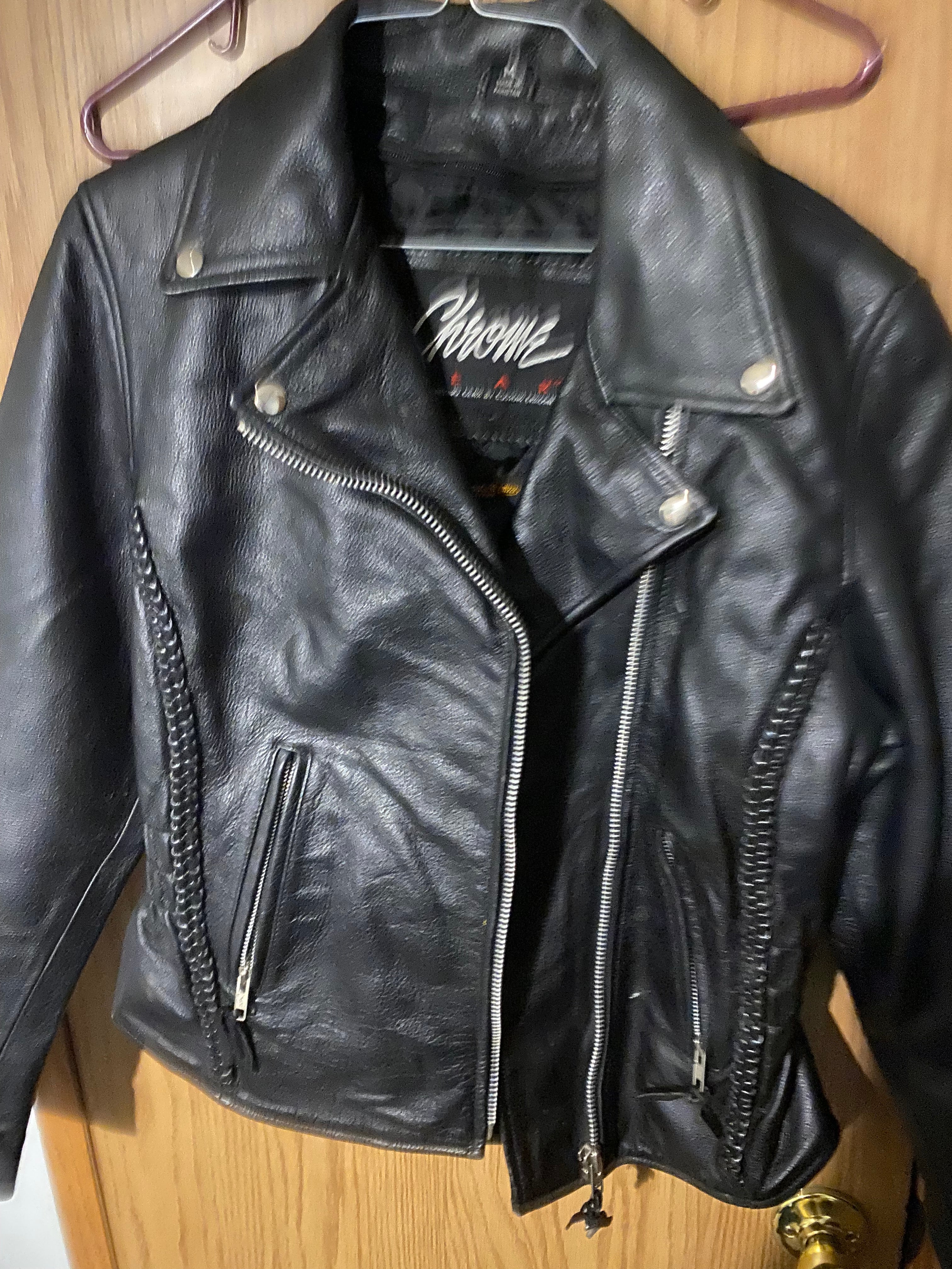 Leather jacket and chaps