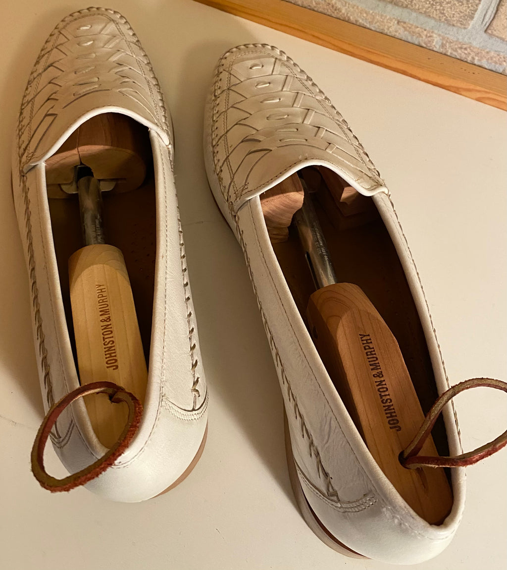 VINTAGE FLORSHEIM WHITE WOVEN LEATHER
