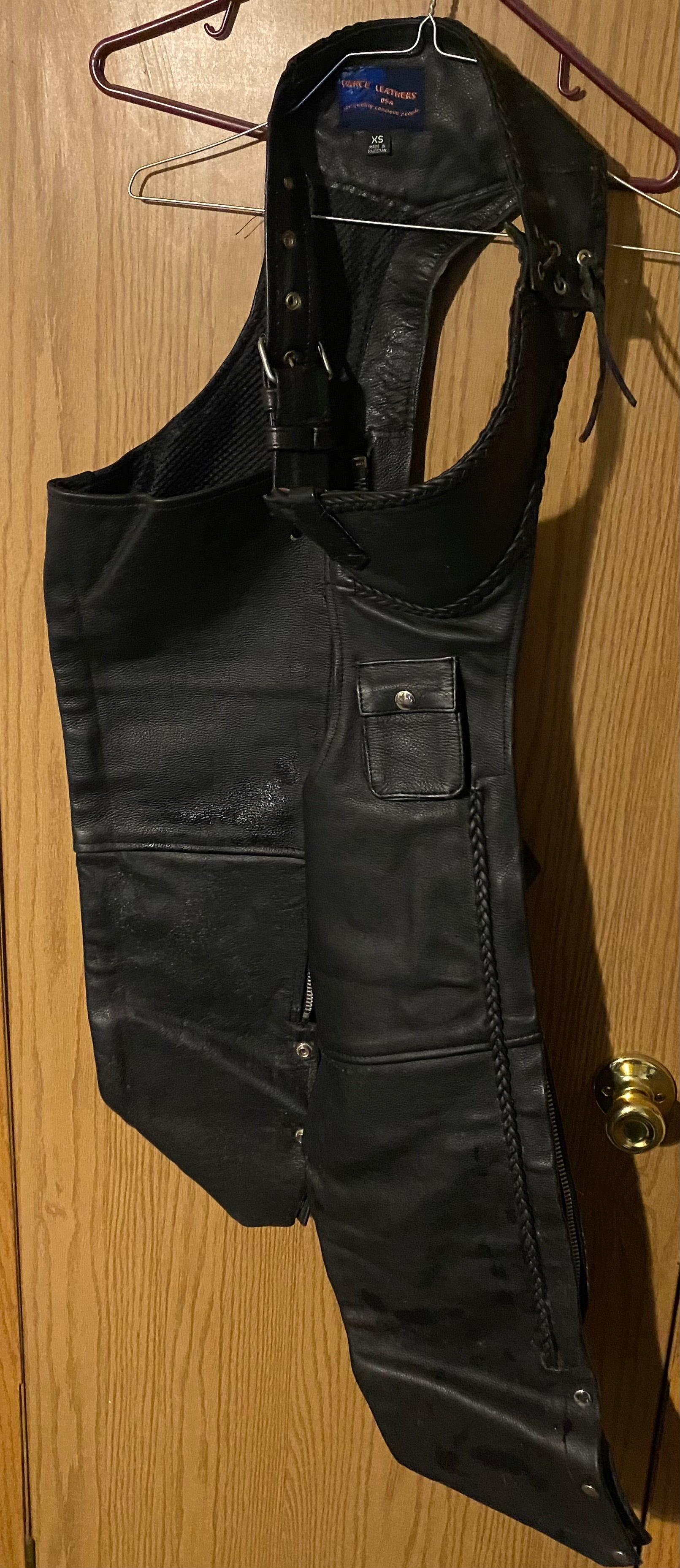 Leather jacket and chaps