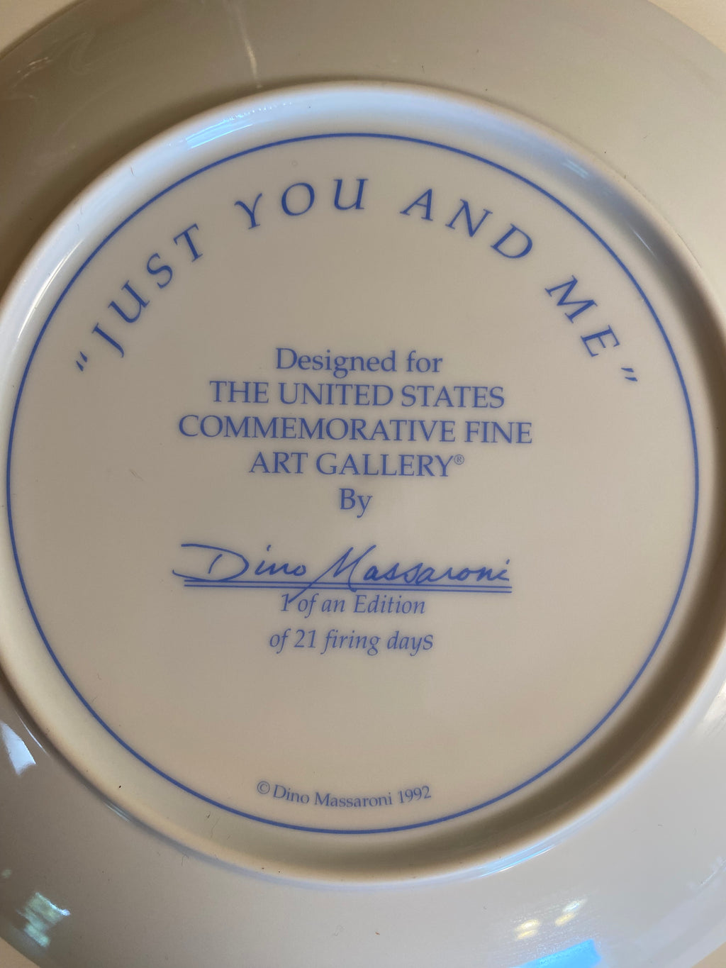 “ Just You And Me” plate
