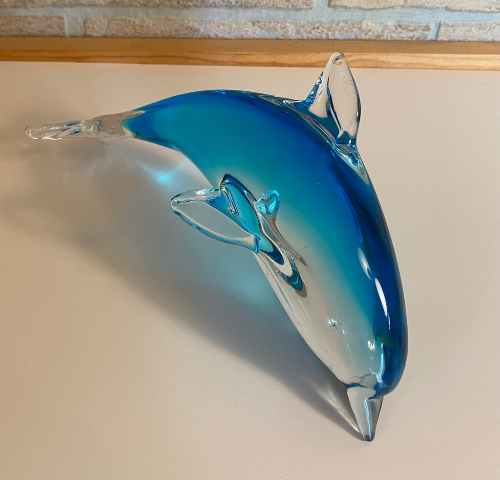 Blue Art Glass Dolphin
