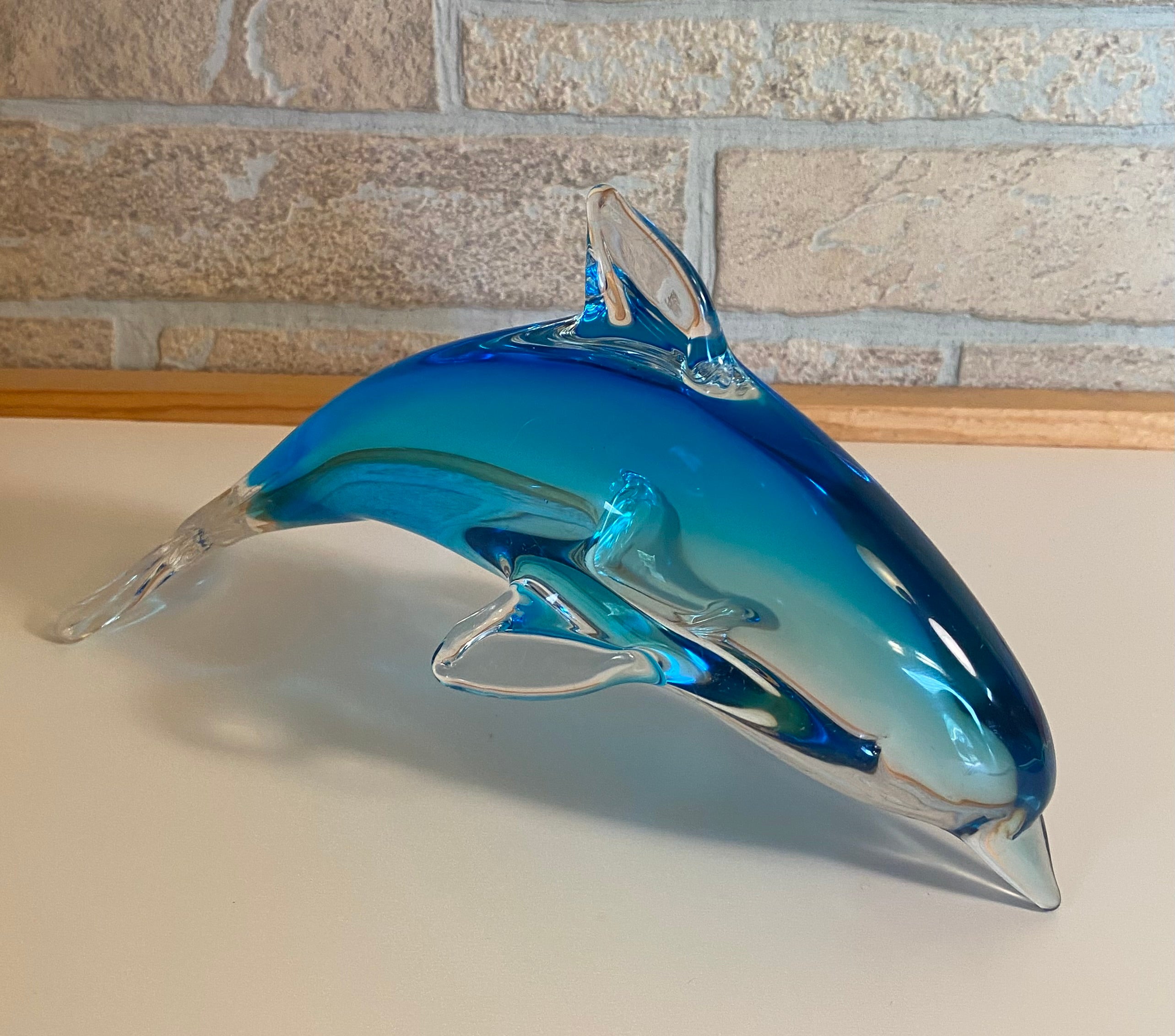 Blue Art Glass Dolphin